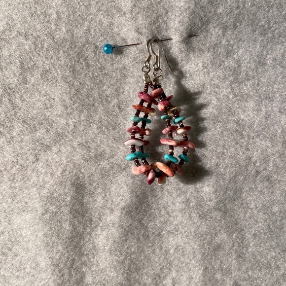 COPY - Santa Domingo hoop turquoise and spiny oyster earrings - Picture 1 of 3